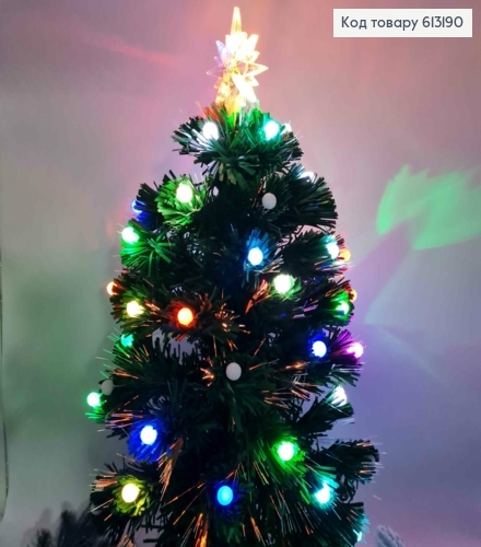 Елка-Гирлянда, Цветная мигающая с шариками, со звездой, зеленая, 70см (Мягкая) 613190 фото 1