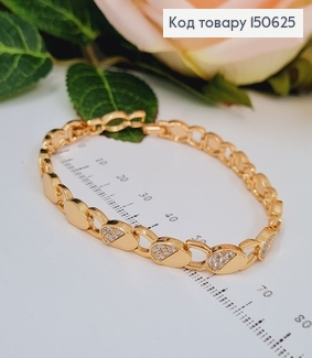 Браслет овальные пластинки с камнями 5мм, длина 17+2см, Xuping 18K 150625 фото