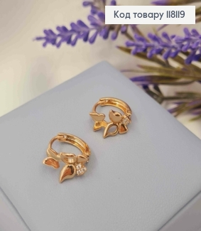 Серьги кольца "Пара Бабочек" украшены камешками, диаметр 1,3см, XUPING 18K 118119 фото