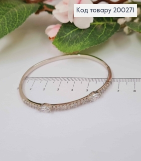 Браслет родований Овальний з Блискучими камінцями, довжина 19см, Xuping 18 200271 фото