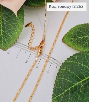 Цепочка 2мм, длина 45+5см, плетение ПЛАСТИНКАМИ с резьбой, Xuping 18K 121262 фото