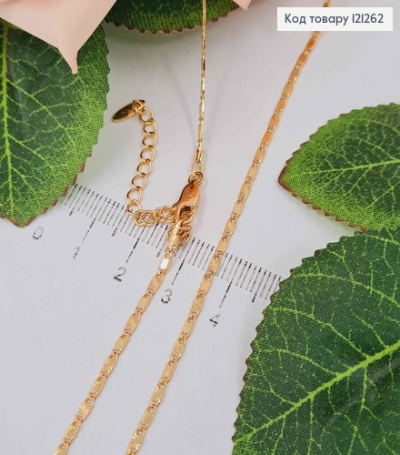 Цепочка 2мм, длина 45+5см, плетение ПЛАСТИНКАМИ с резьбой, Xuping 18K 121262 фото 1