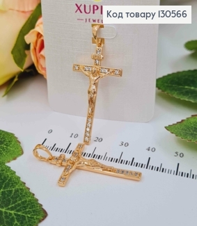 Крестик в камешках, с распятием, 3,5*2см, Xuping 18К 130566 фото
