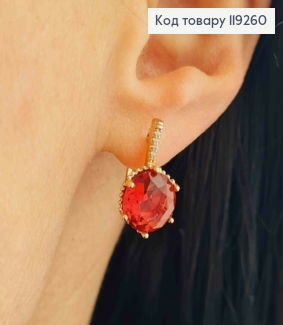 Серьги с изысканным Красным камнем, длина 1,8см, английская застежка, Xuping 18K. 119260 фото