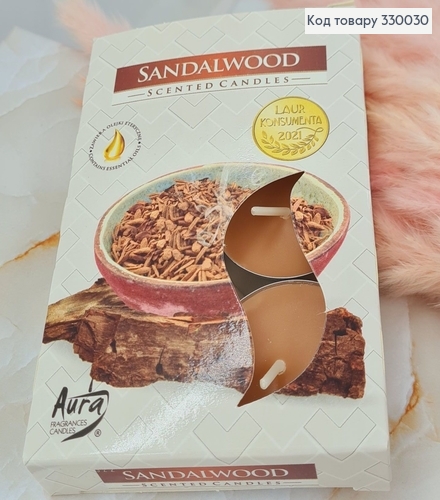 Аромасвечка таблетка BISPOL Сандаловое дерево 6 шт/4 часов, 15-81 330030 фото 1