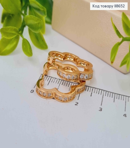 Серьги кольца "Облако" с Блестящими камешками, 2,1см, Xuping 18К 118652 фото 1