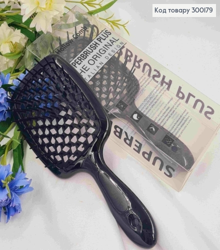 Щетка для волос прямоугольная ЧЕРНАЯ, "HollowComb" Superbrush Plus, 21*8см 300179 фото 1