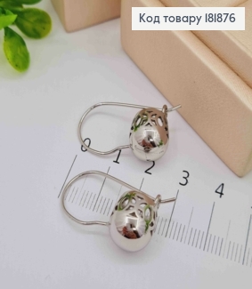 Серьги родованные ажурная "Шарик" (1,1см), длина 2,8см, французская застежка, XUPING 181876 фото