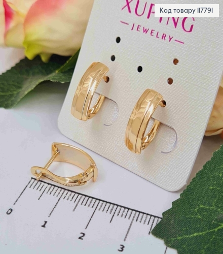 Серьги Прямоугольные, 1,6*0,6см, английская застежка, Xuping 18K 117791 фото 1