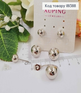 Сережки родовані, гвоздики, "ДІОР" з двома кульками, 3см Xuping  181388 фото