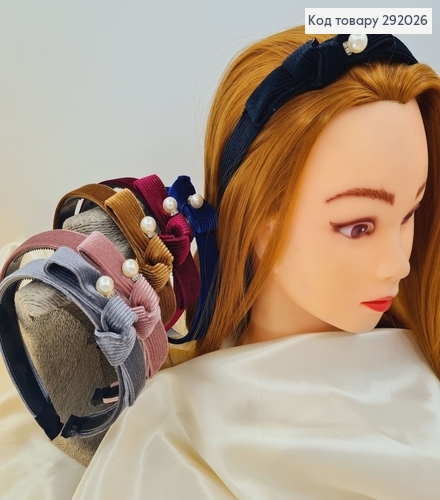 Обруч Велюр с жемчужиной в асс. 292026 фото 1