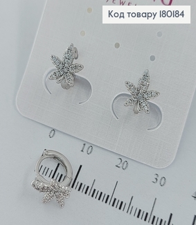 Серьги   кольца Листик с камнями медзолото Xuping 180184 фото