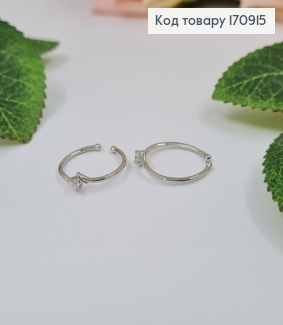 Кольцо родованное, на фалангу(14р), маленький камешек, Xuping 170915 фото