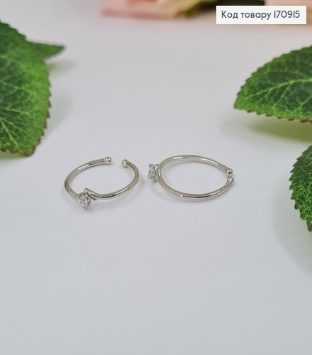 Кольцо родованное, на фалангу(14р), маленький камешек, Xuping 170915 фото 1