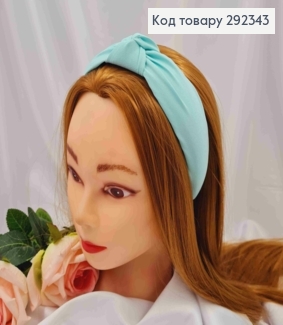 Обруч пластик в ткани "Чалма", Мятного цвета, 3,5см, ручная работа, Украина. 292343 фото