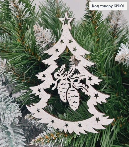 Игрушка на елку деревянная Елка с шишками, БОЛЬШАЯ , размер 13*11,5см, Украина 619101 фото 1