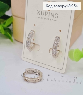 Серьги кольца "Овальные" с блестящими камнями и шипами, 1,4см, XUPING 181934 фото