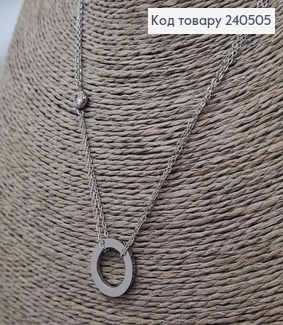 Цепочка  серебряного цвета, с подвеской Колечко Картье, 40+5см, сталь Stainless Steel 240505 фото