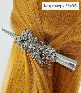 Заколка стрела металл цветы 13,5 см 224015 фото