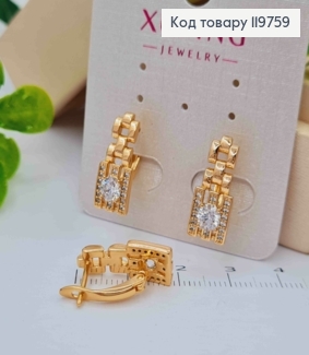 Серьги "Таинственные" украшены Блестящими камешками, 1,8см, английская застежка, Xuping 18К 119759 фото