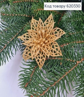 Різдвяник пластик глітерний ЗОЛОТО д. 7см 620330 фото