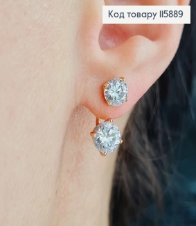 Серьги гвоздики, С двумя камешками, 5мм и 8мм, Xuping 18K 115889 фото