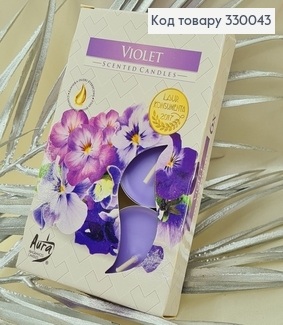 Аромасвечи таблетка BISPOL Фиалка 6 шт / 4часов, 15-131 330043 фото