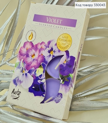 Аромасвечи таблетка BISPOL Фиалка 6 шт / 4часов, 15-131 330043 фото 1