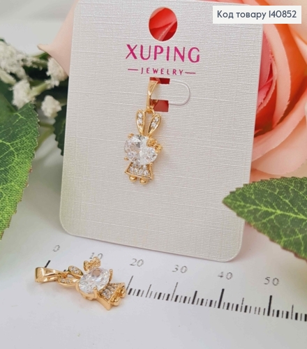 Кулон Зайчик из камешков, 1,5см, Xuping 18K 140852 фото 1