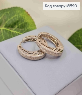 Серьги кольца, "Ажурные" украшены Блестящими камешками, 2,5см, Xuping  181590 фото