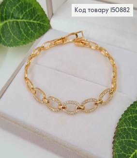 Браслет Плетение из овальных пластинок, в камнях, 17,5+2см, Xuping 18К. 150882 фото