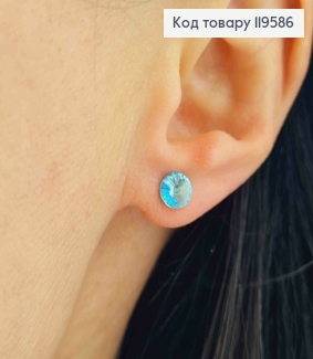 Сережки гвіздки з Блакитним каменем Сваровські, 0,6см,  Xuping 18К 119586 фото