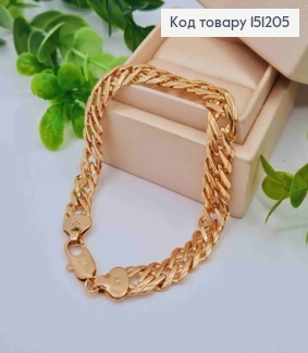 Браслет РОМБОВЫЕ плетение с тиснением по краям, ширина 9мм, длина 20см, Xuping 18K 151205 фото