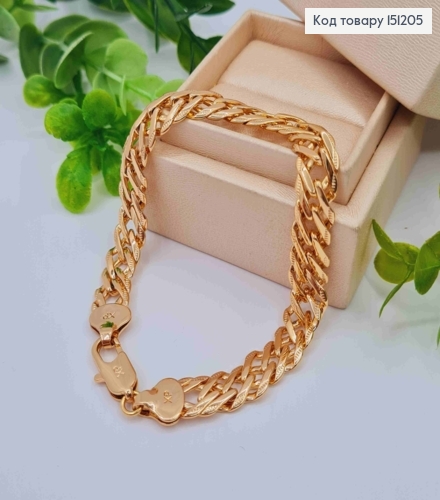 Браслет РОМБОВЫЕ плетение с тиснением по краям, ширина 9мм, длина 20см, Xuping 18K 151205 фото 1