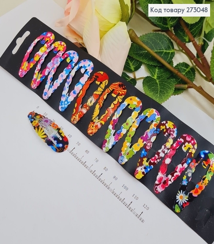 Заколка ток так цветные цветочки 12 шт / уп 273048 фото 1