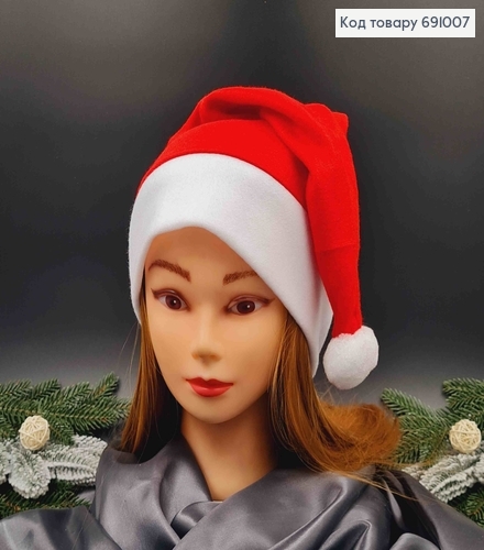Шапочка новогодняя, красного цвета, флисовая. 691007 фото 2