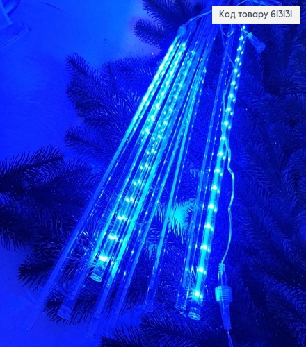 Гірлянда шторка - палиця 50 см  білий  дріт 2 м  синя( з подовжвачем) 613131 фото 1