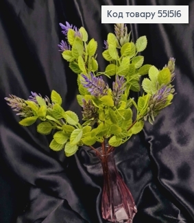 Искусственная декоративная композиция Хмель, фиолетово-зеленого цвета, 5 веточек на металлическом стержне, 33см. 551516 фото