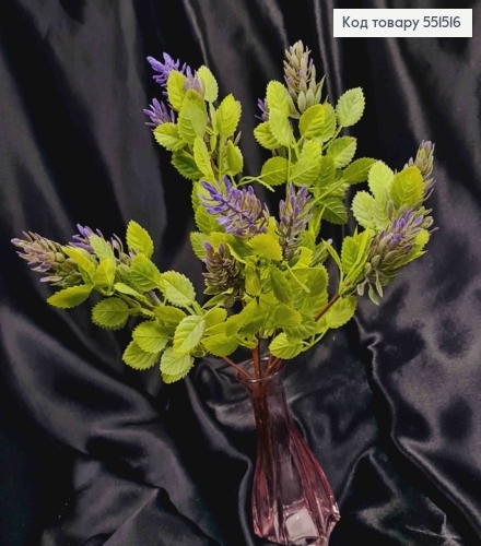 Штучна декоративна композиція Хміль, ФІОЛЕТОВО-ЗЕЛЕНОГО кольору, 5гілочок на металевому стержні,33см 551516 фото 1