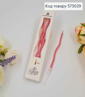 Свечи для торта, винтовые, Розовые с золотыми вкраплениями, 6шт/уп. 11,5+4см 573029 фото