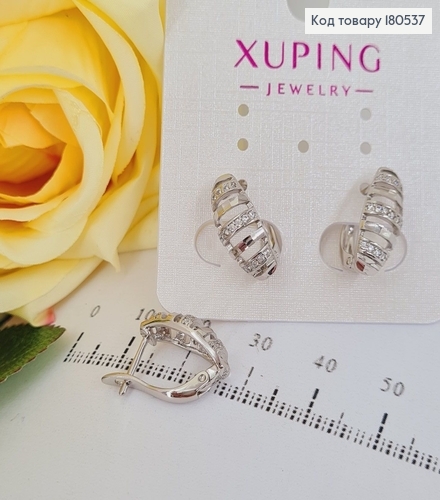 Серьги родированые Овал, английская застежка 1,6*0,6см Xuping 180537 фото 2