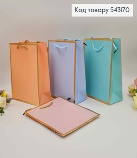 Пакет бумажный, "С золотистым ободком", в ассорт. 18*23*8 см 543170 фото