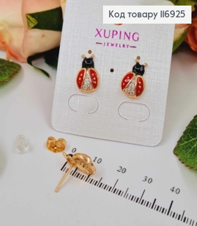 Серьги гвоздики, цветной Бедрик с камешками, 1,3см, Xuping 18K 116925 фото
