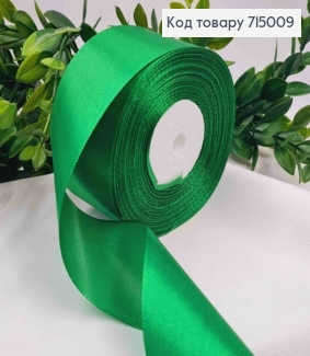 Лента атласная ЗЕЛЕНАЯ-ТРАВА (цвет 019), ширина 5см, длина 36 ярдов (33м) 715009 фото