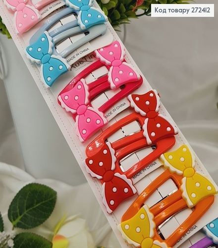Заколка тик-так "Бантик с кружевом" 6см. 20шт.\уп 272412 фото 1