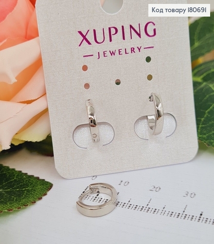 Сережки родированые кольца, 1см, Xuping 180691 фото 2