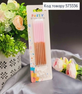 Свечи для торта, Розовые+Золото, 12,5+2см, 6шт./уп 573336 фото