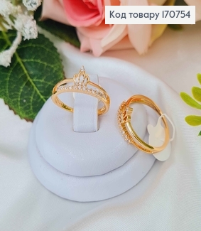 Кольцо двойное, С короной и камнями, Xuping 18K 170754 фото