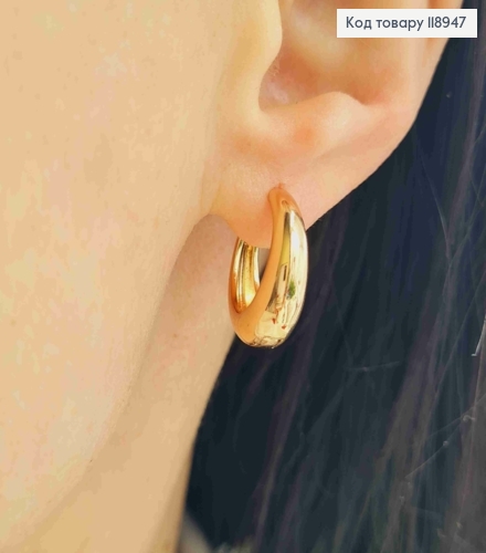 Серьги кольца расширены вниз, диаметр 1,8см, Xuping 18K 118947 фото 1