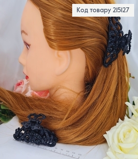 Краб метал чорний 8см  в камінцях 215127 фото